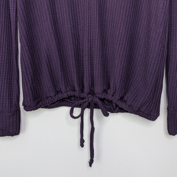 Chaser Purple Thermal Raglan Drawstring Henley MED - Picture 5 of 9